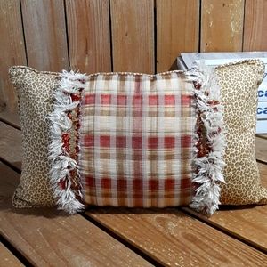 NWOT Leopard and plaid throw pillow